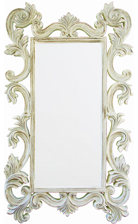 ZS009W Wall décor art mirror weathered natural classic ornate rectangular vertical large